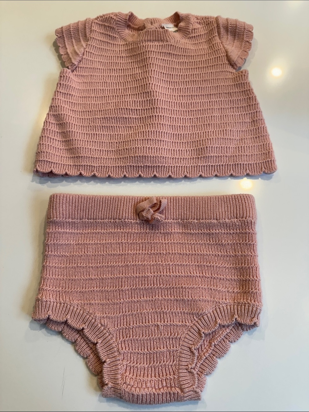 Knit Two-Piece Baby Set in Dusty Rose